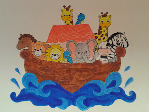 Muurschildering dierenboot