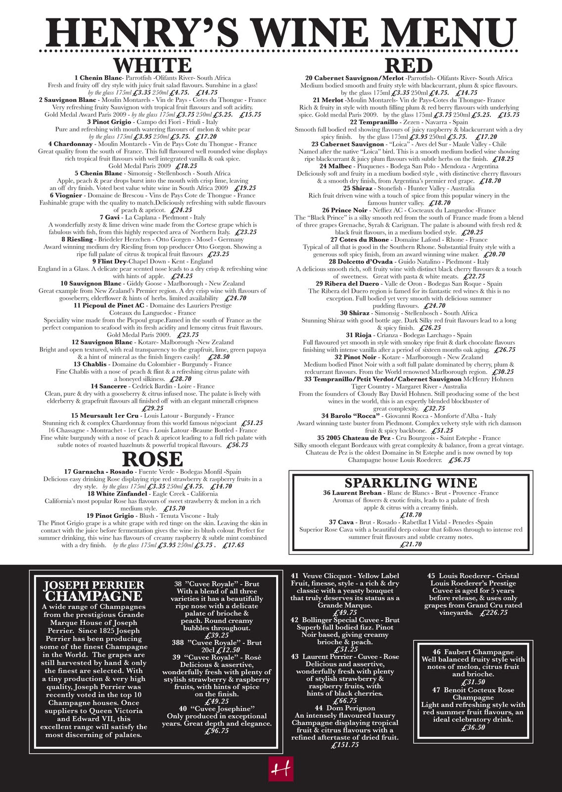 HENRY&#39;S BAR & GRILL: Our Menu&#39;s