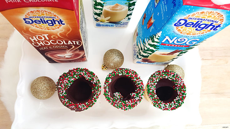 The Perfect Holiday Treat: Chocolate Ice Cream Cone Cups wtih Egg Nog & Hot Chocolate! #ShareYourDelight