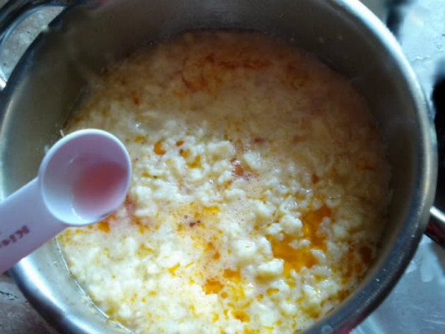 vinegar and cream added to garlic soup