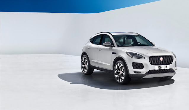 The Jaguar E-PACE in white color - front and right side view