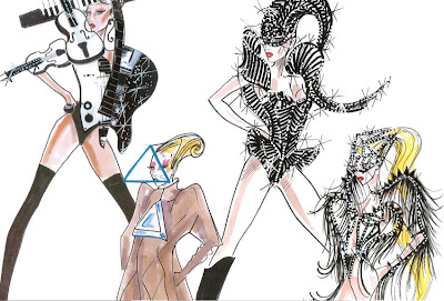 costume sketches for lady gaga BTW tour