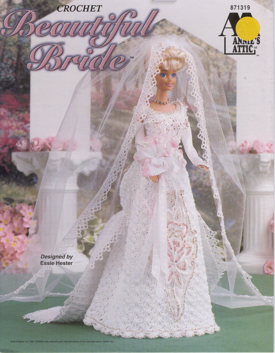 Vestido de noiva de crochê para Barbie