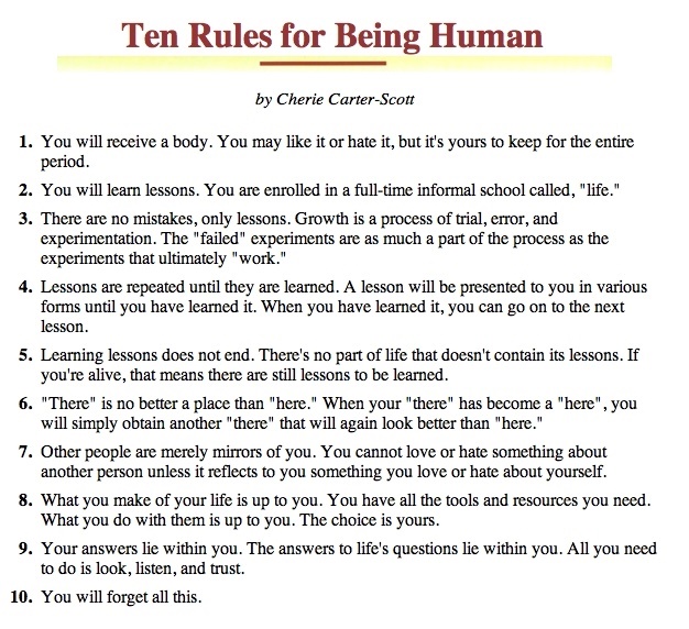 Ten Rules For Being Human