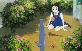 Haru in garden with cat The Cat Returns 2002 animatedfilmreviews.filminspector.com
