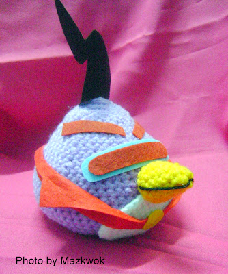 Crochet purple triangle angry bird