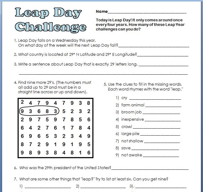 Leap Day Questions For Kids