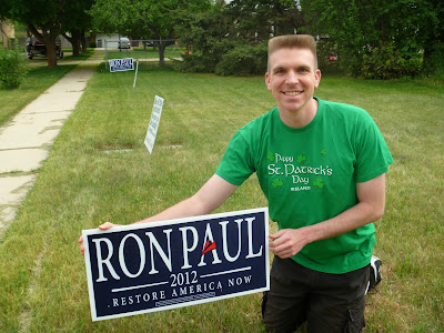 Timothy McGaffin II - Flattop - holding Ron Paul sign