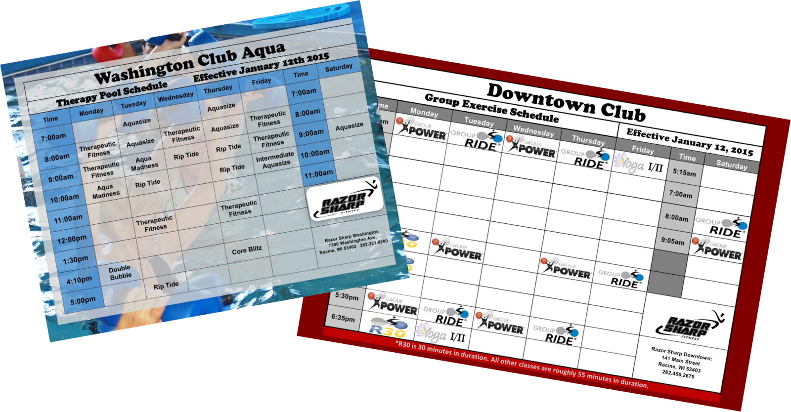 Razor Sharp News New Class Schedules, effective January 12th