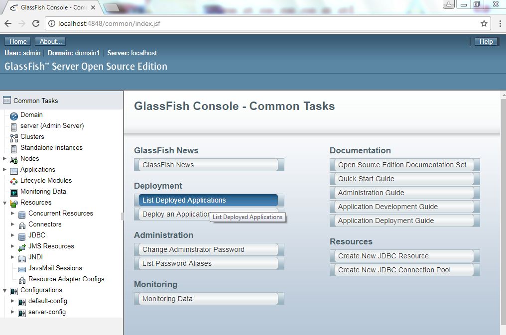 Evaluate the code Steps to deploy war file on Glassfish 5 Application