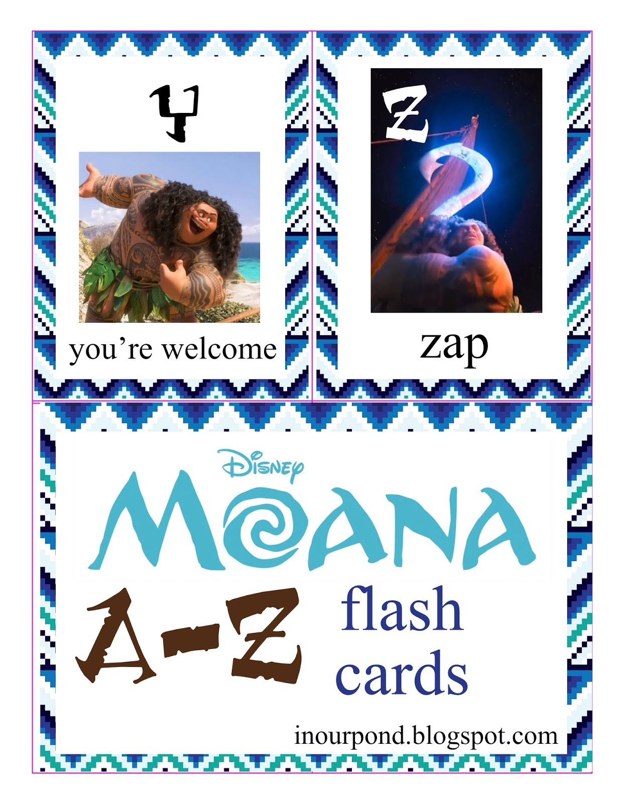 Moana Alphabet Flashcards In Our Pond