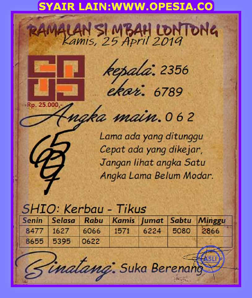 1 New Message Forum Syair Hk Kamis 25 April 2019 Forum Syair Togel Hongkong Singapura Sydney