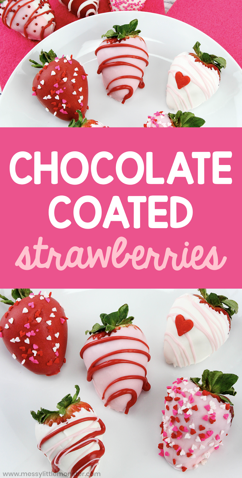 Chocolate coated strawberries are the perfect Valentine's Day treat. Whats even better is that the kids can help to make these fun chocolate covered strawberries. 