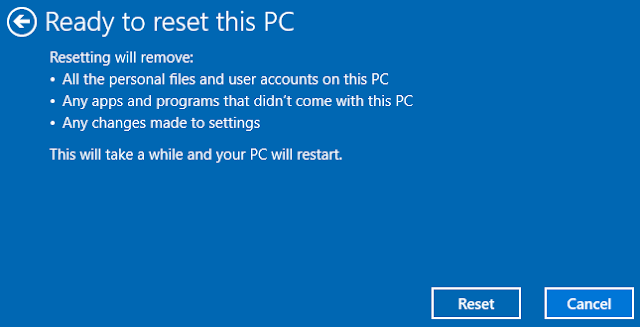 Cara mudah Reset Windows 10