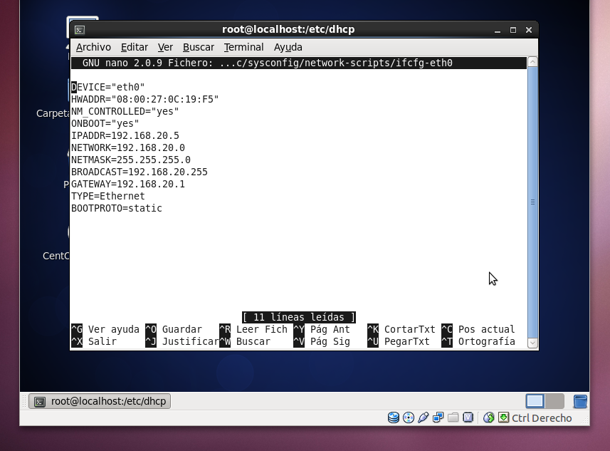 Gestion de Redes de Datos Servicio DHCP en CentOS 6