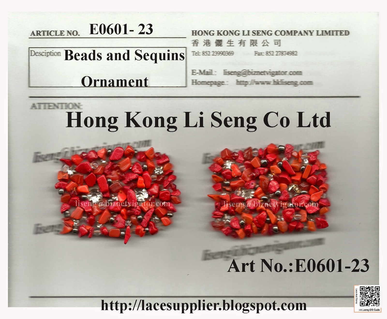 Beads and Sequins Ornament Manufacturer Wholesaler Supplier - Hong Kong Li Seng Co Ltd