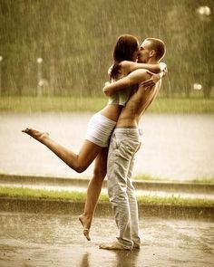 love couple image in rain