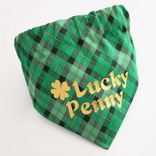  Lucky Irish Plaid Green St Patricks Day Dog Bandana, personalized