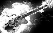 Wallpaper HD Music 12 electric rockabilly guitar on fire monochrome black and white smoke flames hd music desktop wallpaper great guitar sound www