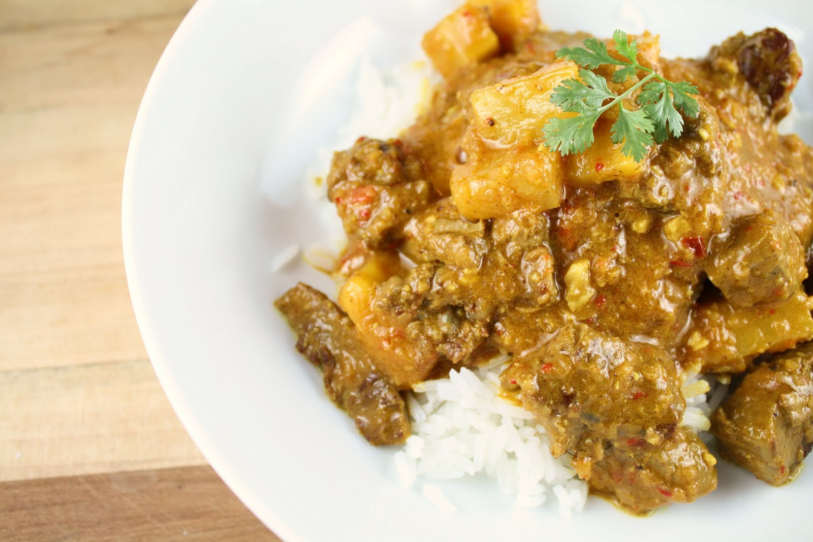Living on Pure Land: Indonesian beef and pineapple curry over jasmine rice