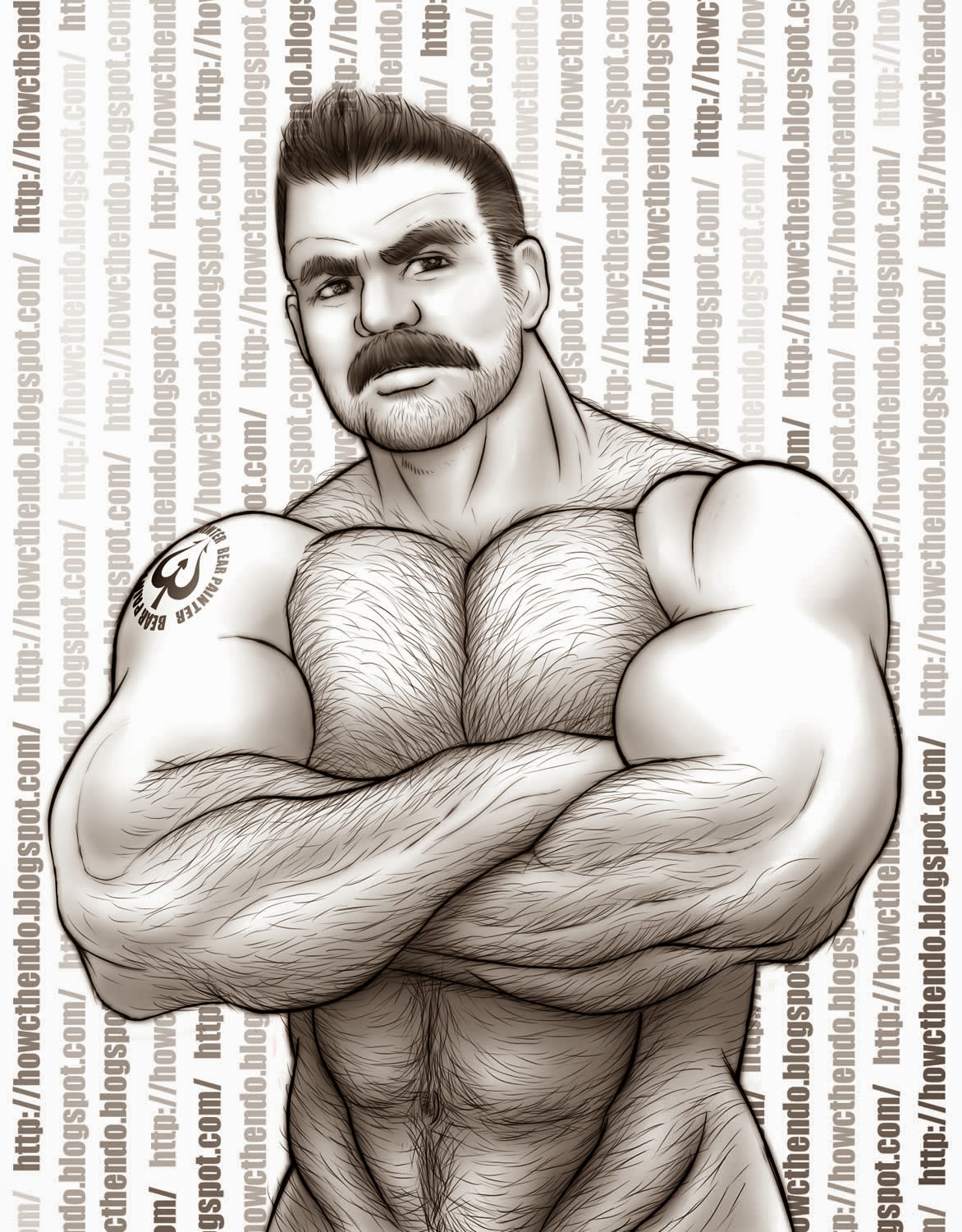 Drew born. Bear muscle draw. Hairy Chest cartoon. Hairy Art. Muscle Bear man Art.