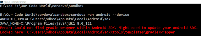 Cara memperbaiki Error : Could not find gradle wrapper within Android SDK. Might need to update your Android SDK di cordova