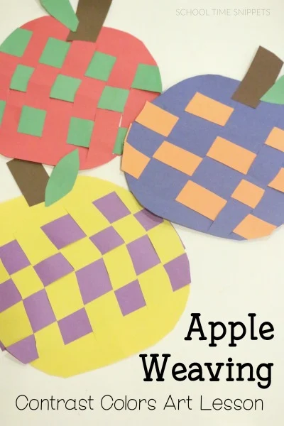 paper apple weaving craft for preschoolers