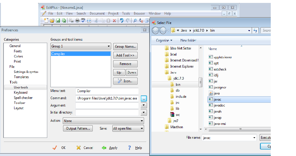 Net lo Java: Working with EditPlus Software