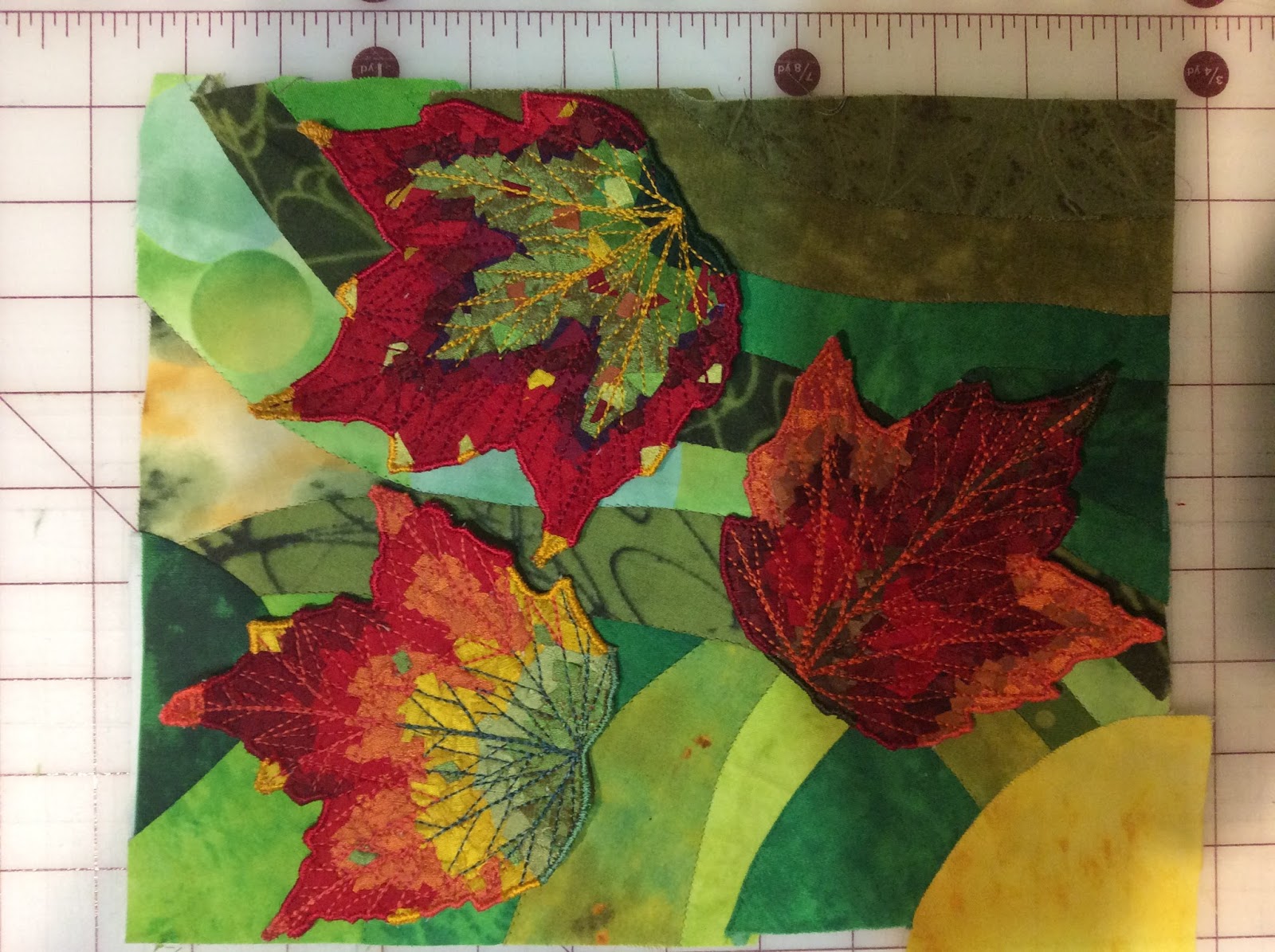 Ania art quilts leaf quilt