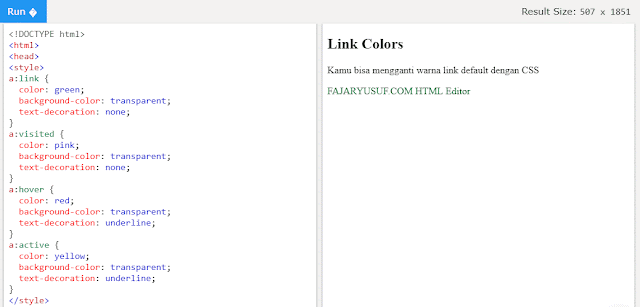 HTML Warna Link