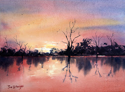watercolor painting cartwright sunset joe lake bonney australia