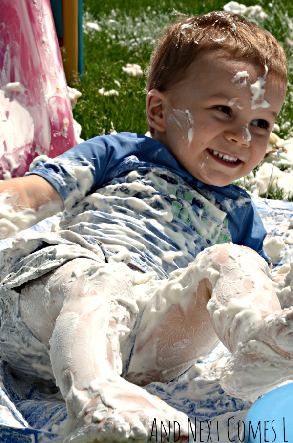 Giant Shaving Cream Rainbow Sensory Play And Next Comes L