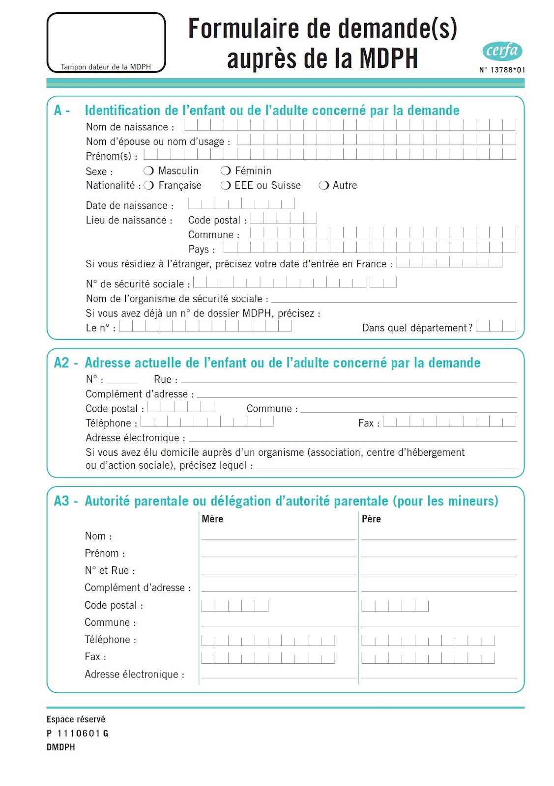 Formulaire de demande(s) auprÃ¨s de la MDPH