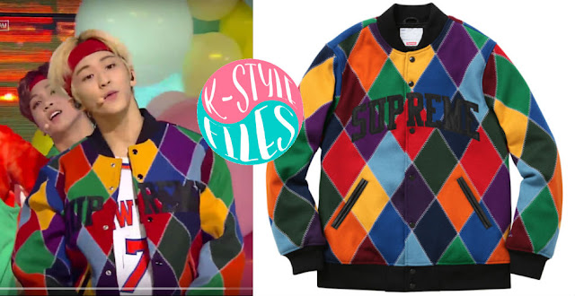 supreme harlequin wool varsity jacket