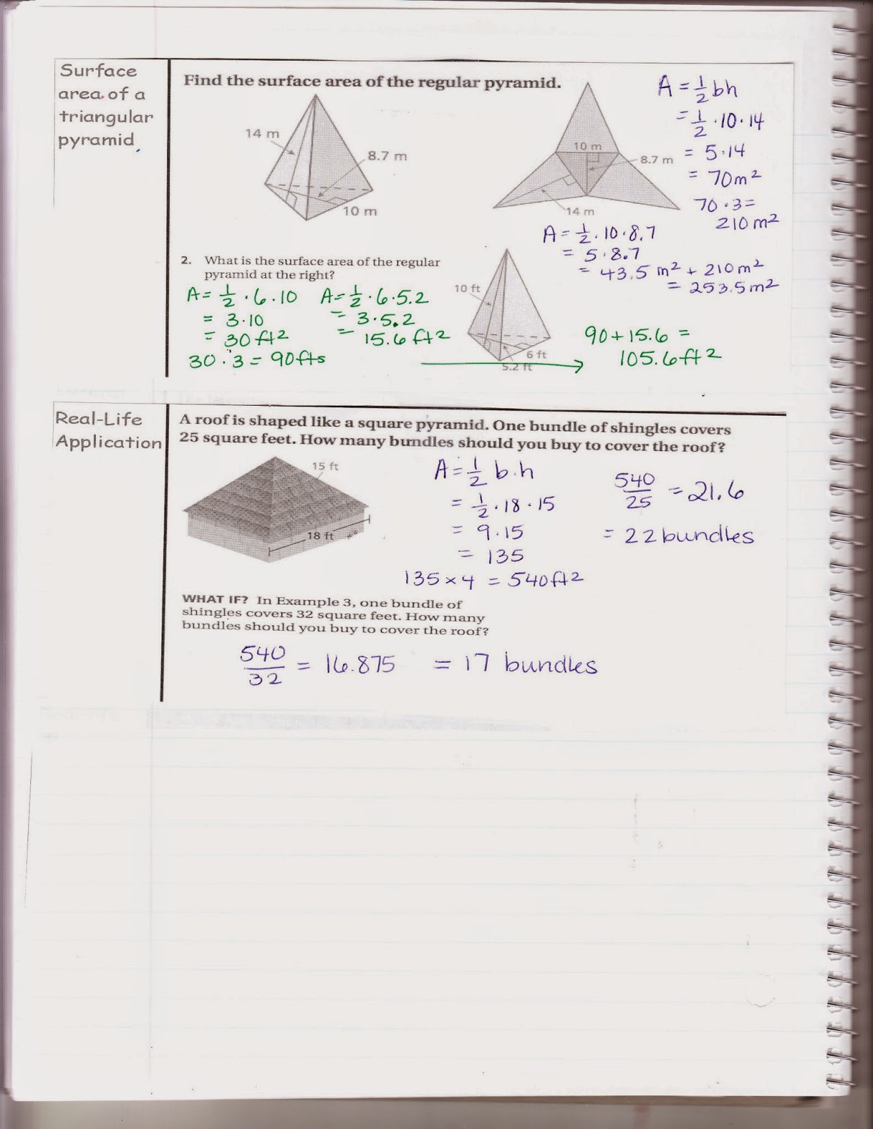 Ms. Jean's Classroom Blog: Math 7 9.2 Surface Areas of Pyramids