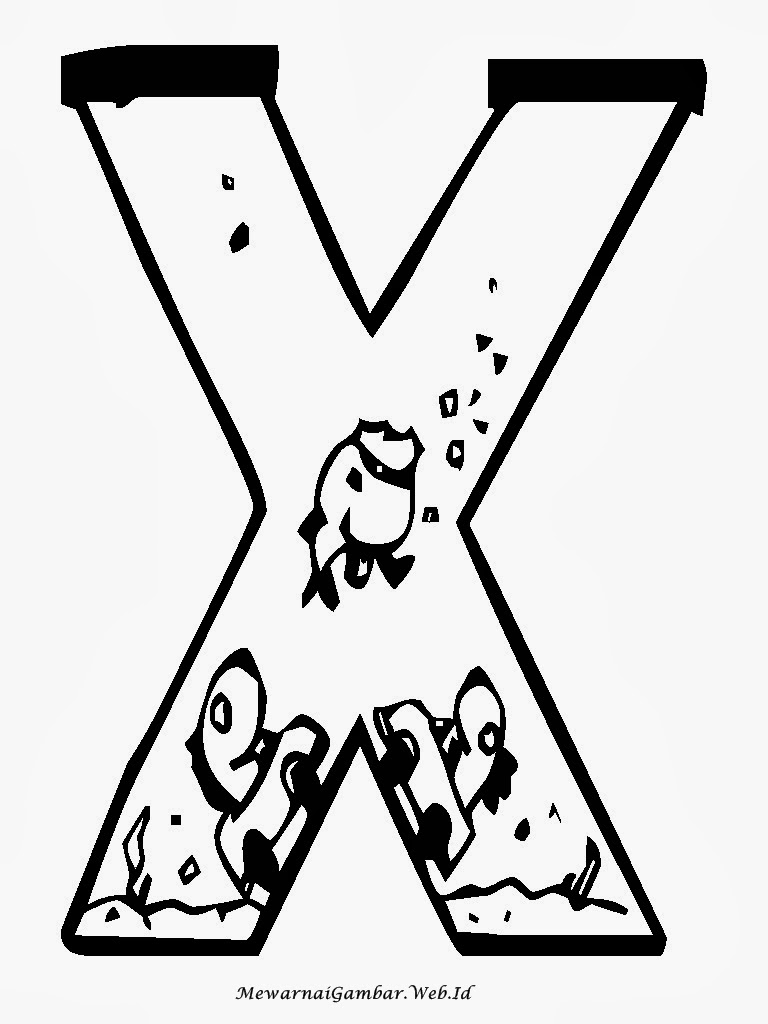 Mewarnai Huruf Abjad Bergaya Akuarium Mewarnai Gambar