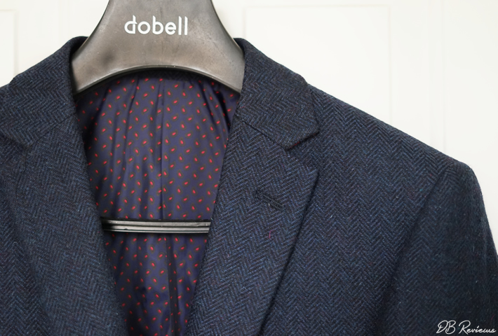 Dobell Dark Blue Herringbone Tweed Jacket