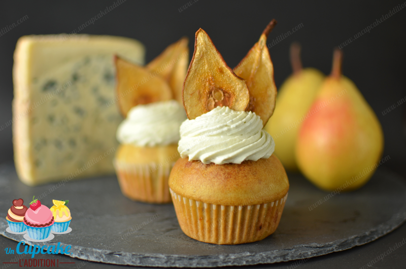 Cupcakes de Pera & Queso Azul: un Cupcake elegante combinando la dulzura ácida de la pera con la potencia del queso azul.