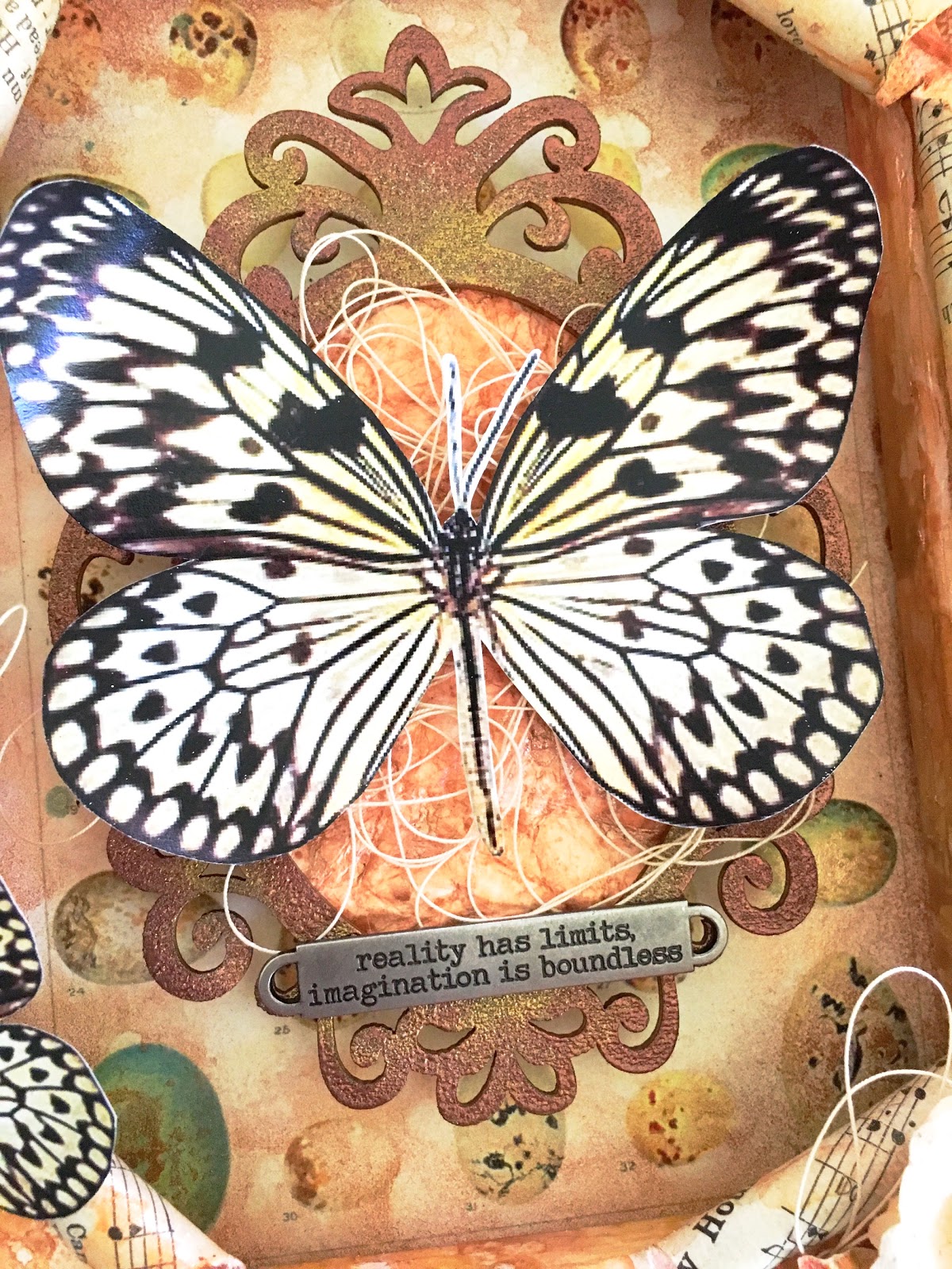 SewPaperPaint Mixed Media Butterfly Reverse Canvas