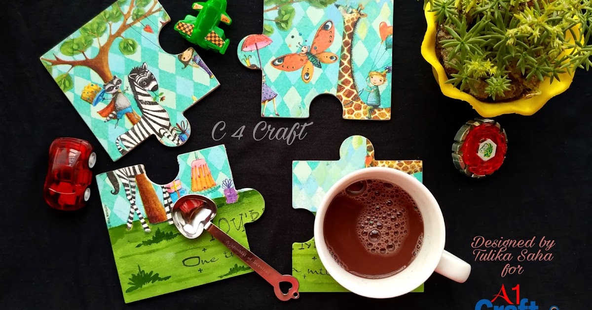 C 4 Craft How To Decoupage MDF Puzzle Coaster Set For Beginners