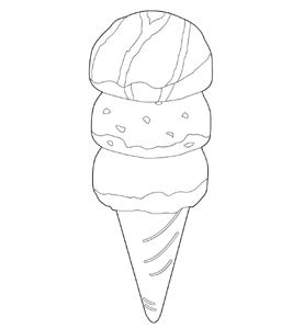 夏のぬりえ~アイスクリーム|キャラクターぬりえ無料/妖怪ウォッチやディズニーキャラクターやhello kittyほか大人の塗り絵オリジナル ぬりえ大好き!: アイスクリームのぬりえ
