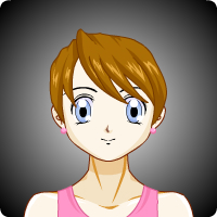 anime-style image of a pale person with light brown hair, blue eyes, and a pink tank top. 