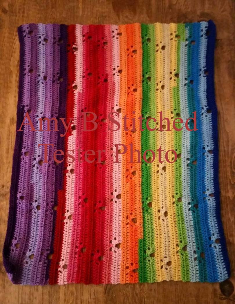 Meandering Paw Prints over the Rainbow Bridge Afghan FREE Crochet pattern