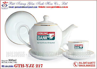 Bộ ấm trà cao cấp Gốm Tinh Hoa Bát Tràng in logo quà tặng - www.gomtinhhoa.com.vn