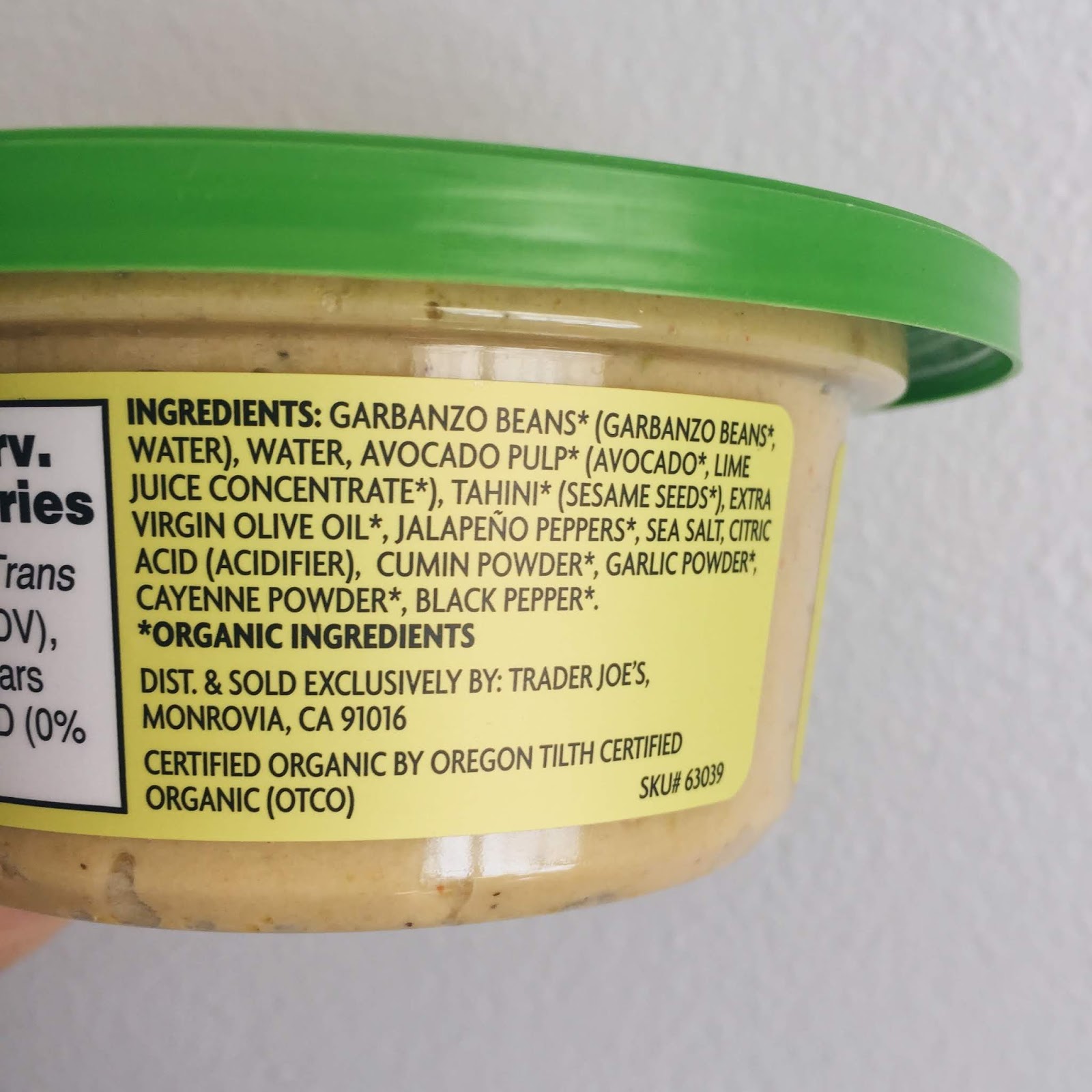 Trader Joe's Organic Spicy Avocado Hummus