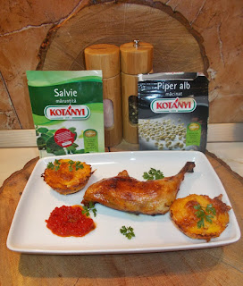 Pulpite cu sofran si salvie cu garnitura de briose din cartofi