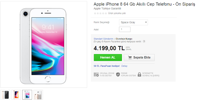iPhone 8 Türkiye fiyatı