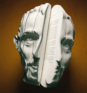 صورة لفينسنت ويليم فان غوخ (رسام) منحوتة على كتاب على شكل الوجه