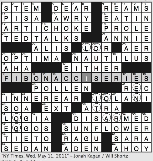 Rex Parker Does The Nyt Crossword Puzzle Cephalopod Known For Its Shell Wed 5 11 11 Popular Online Lectures About Ideas Worth Spreading Old Time Crooner Julius Alvy S Love Interest