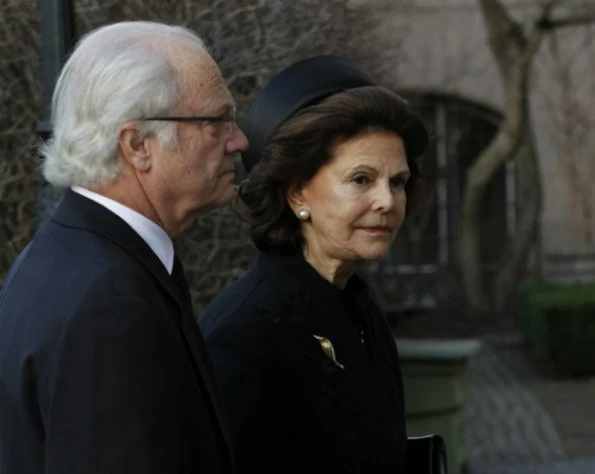 Queen Silvia, Princess Madeleine, Princess Birgitta and Princess Christina attended funeral service for Ulf Dinkelspiel